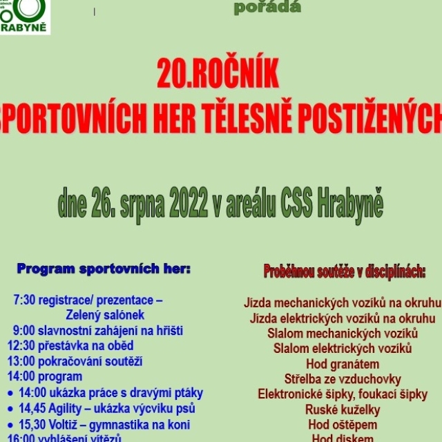 20. ročník Sportovních her tělesně postižených